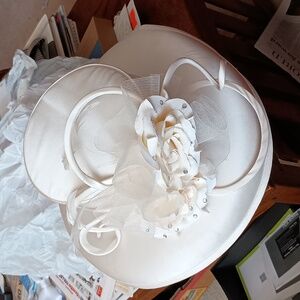 COPY - Designer Deborah satin hat w satin bow/ band, flower & semi  precious st…